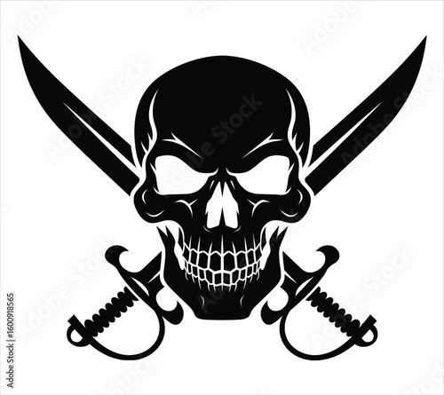 Battle Skull with Crossed Swords Art