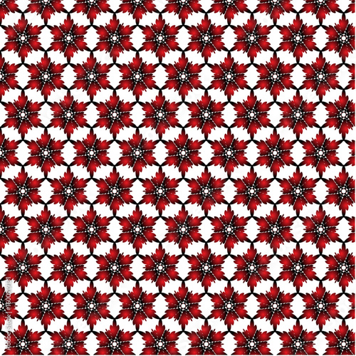 Seamless Red Floral Pattern Design، Elegant Decorative Flower Tile Background