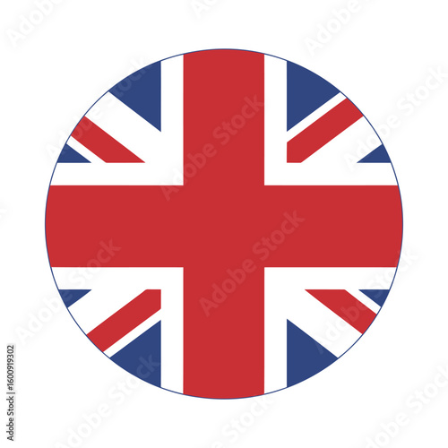  Round British Flag (Union Jack) Icon Isolated for UK Representation