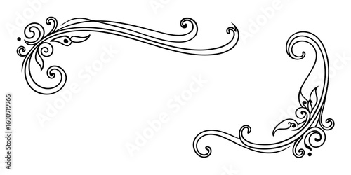 Elegant black ornamental flourish adds timeless sophistication and decorative flair to any design project