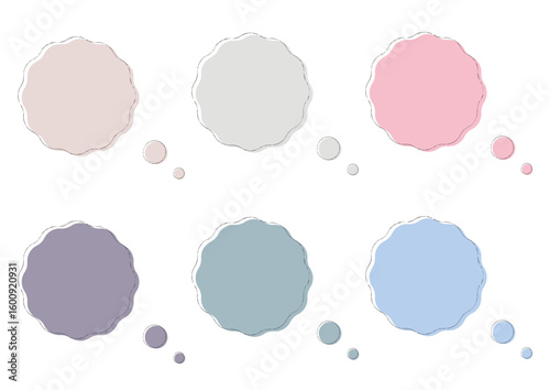 ふわふわした丸いふきだしフレームセット　くすみカラー
Fluffy round speech bubble frame set in dull colors