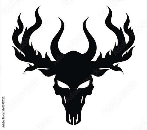 Edgy Skull with Crossed Katanas Logo