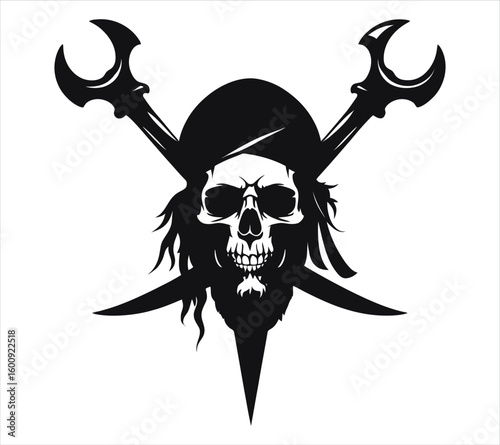 Grim Skull and Swords Tattoo Vector