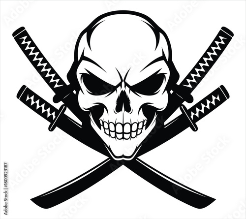 Pirate Skull Logo with Crossed Swords