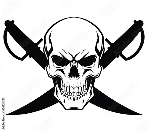 Skull and Swords Tattoo Style Vector