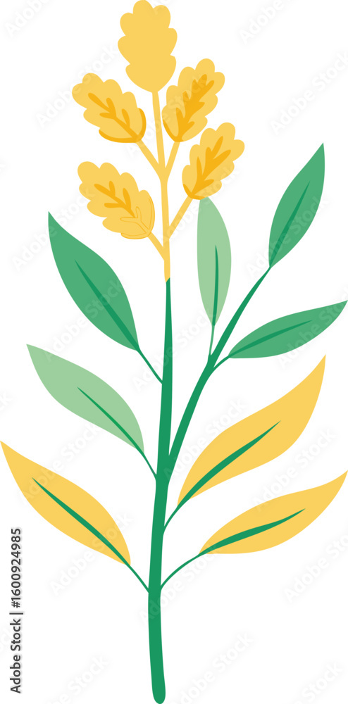 Delicate watercolor yellow flower stem Delicate watercolor yellow flower stem