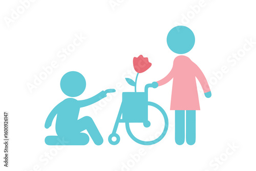Heartwarming Vector of Child Giving Flower to Disabled Child – Universal Children’s Day Art.