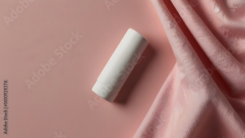 Wallpaper Mural Lip Balm Tube on Wrinkled Pink Fabric Torontodigital.ca