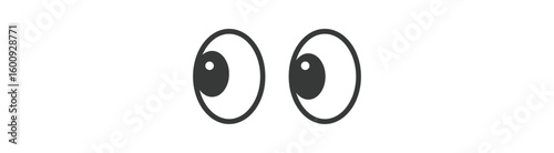 Eyes looking to one side. Sideways glance vector icon. Two eyes emoji. Cartoon eyes looking