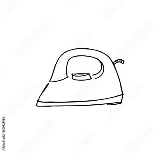 Simple line sketch of an iron appliance for household use  