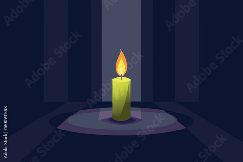 Elegant candlelight with warm glow illuminating a dark space