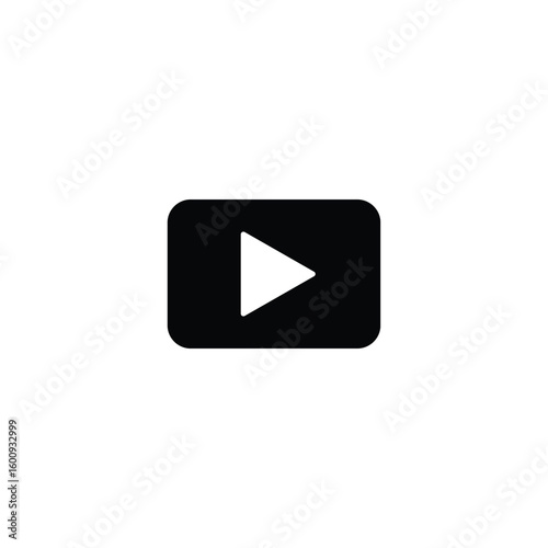 Black play button icon for video and multimedia