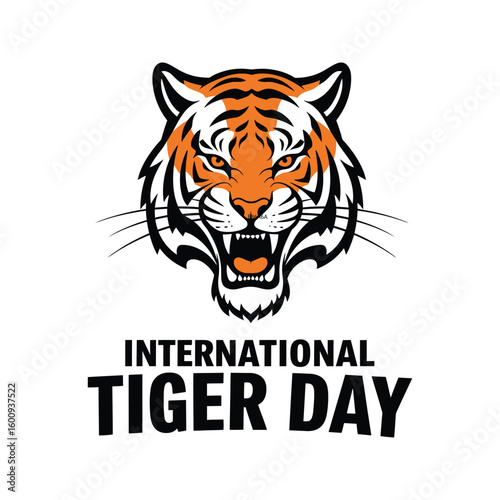 Striking vector illustration of a dangerous Siberian tiger's striped head, showcasing its wild feline nature