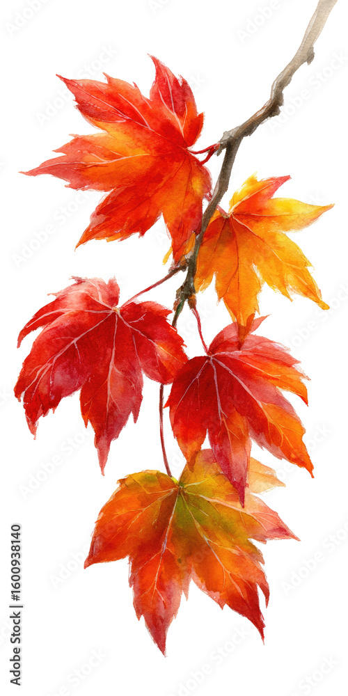 Fototapeta premium Vibrant autumn leaves on a branch