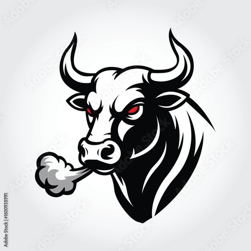 Angry Bull Head Logo Strong Taurus Mascot Vector Icon