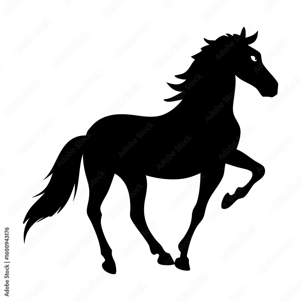 Obraz premium Black horse silhouette vector illustration of a running stallion