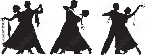 Three couples dancing ballroom in black silhouette, ballroom dancing, couple dancing, silhouette, dancing, dance, ballroom, waltz, tango, ballroom dance, dance couple, dancers, elegant, formal wear, d