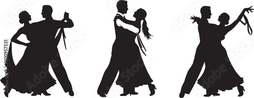 Three couples ballroom dancing silhouettes couples dancing, ballroom dancing, couples dancing, silhouette, dancers, dancing, waltz, tango, foxtrot, ballroom, dance, elegant, formal, romantic, partners