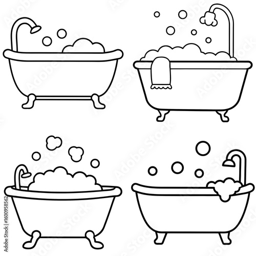 Bathtub Coloring Page – Bathroom Bathtub Outline for Kids