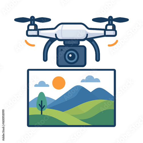 Drone with Camera Capturing Landscape - Aerial Photography and Videography