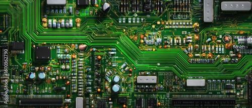 Intricate Green Circuit Board Close-Up