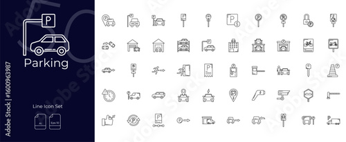 Parking Line Editable Icons set. Vector illustration in modern thin line style of Parking icons: location, disabled, car, etc