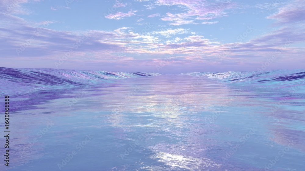 Fototapeta premium Pastel-toned water scene with clouds