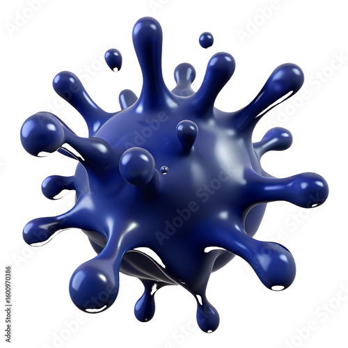 Blue virus cell microbiology science infection disease pandemic health render on transparent background
