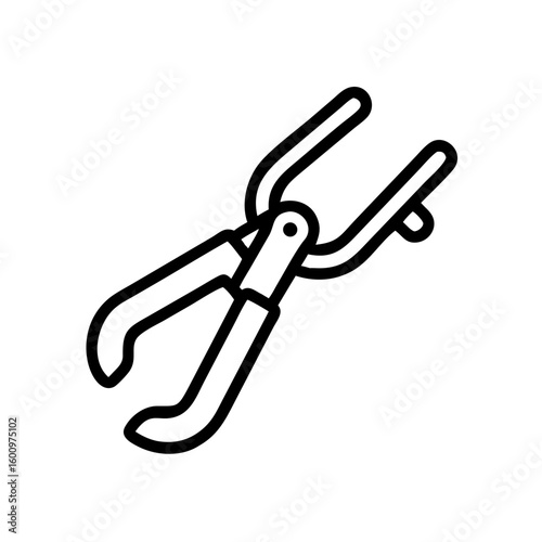 Clamps tool icon in minimalist style with black outline design  