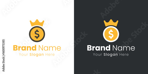Financial Wealth Crowned Coin Money Symbol Business Prosperity Emblem