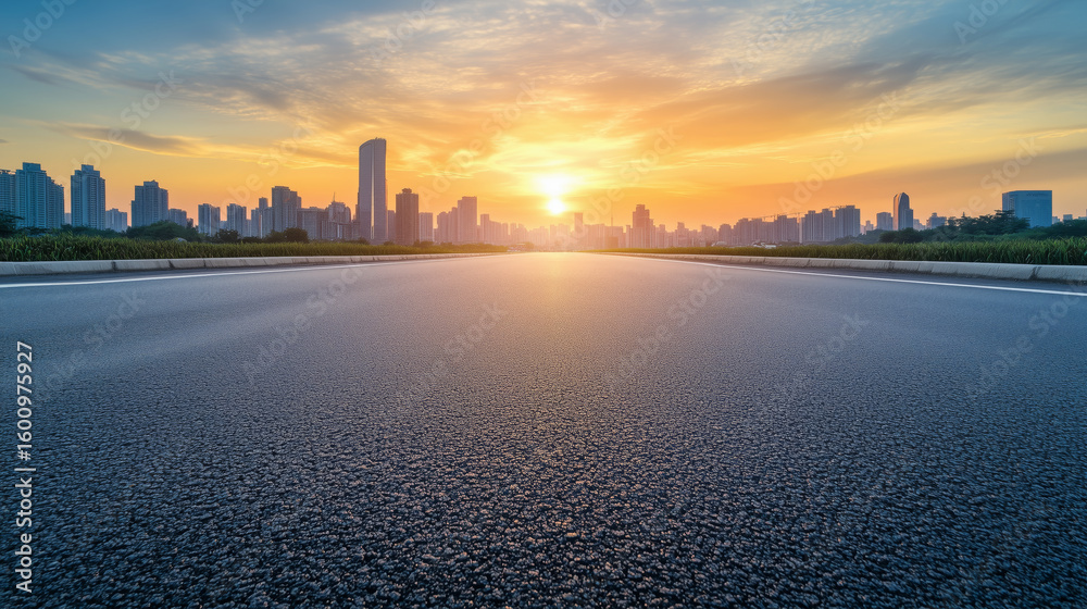 Fototapeta premium City Road at Sunset