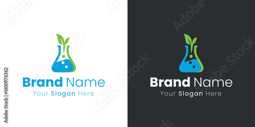 Innovative scientific laboratory logo design representing growth and discovery in research
