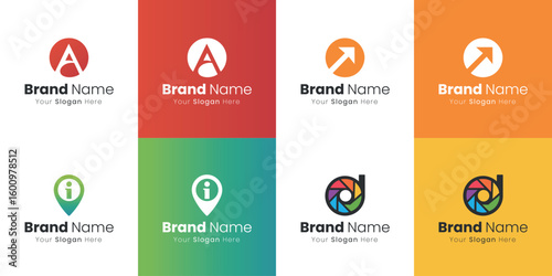 Creative Logo Designs Featuring Abstract Symbols and Brand Name for Business