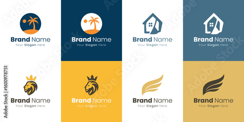 Eight Diverse Logo Designs Showcasing Brand Identity and Creative Visual Solutions