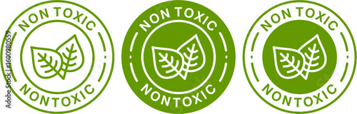 Non toxic logo vector template badge design. Suitable for eco friendly food, product safety label, natural business branding, chemical free cosmetic or organic packaging icons