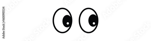 Eyes looking to one side. Sideways glance vector icon. Two eyes emoji. Cartoon eyes looking