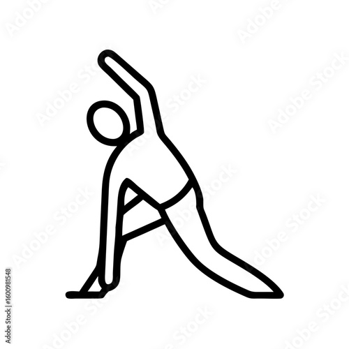 Person stretching in a yoga pose, creating body flexibility. Person stretching improves blood flow and relaxes muscles. Concept of person stretching, health.