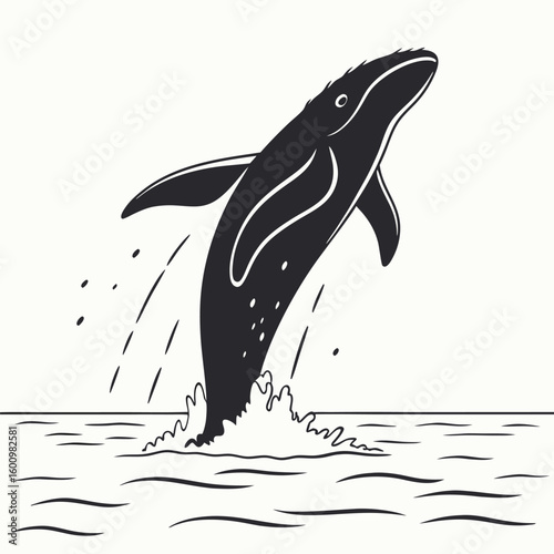 Majestic humpback whale breaching the ocean surface in a dramatic display