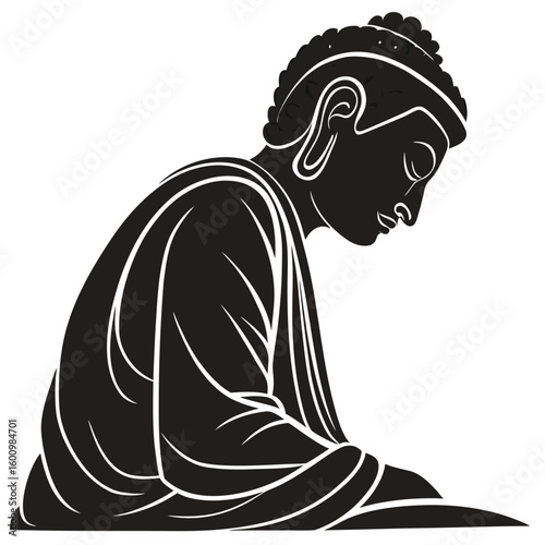 Serene Buddha meditating in deep contemplation under the Bodhi tree