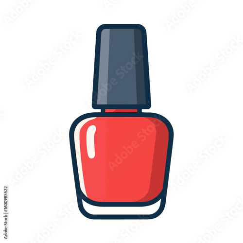 Red Nail Polish Bottle Icon Vector - Manicure and Beauty Product