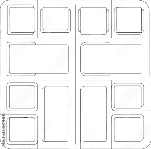 Vector illustration of bento box divider lunch container compartments for food storage and organization