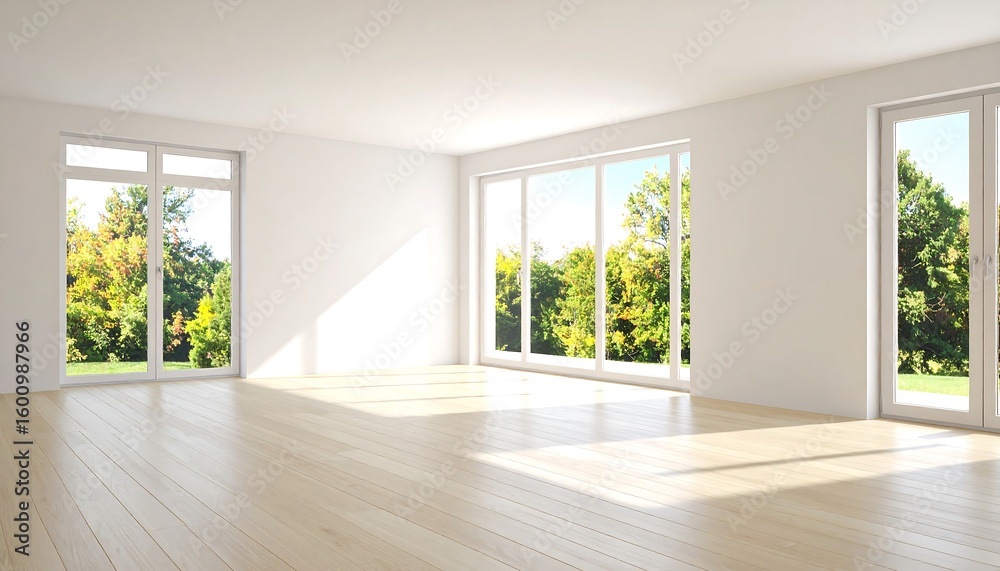 Obraz premium Empty modern room with large windows
