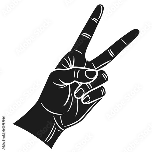 Peace sign hand gesture victory symbol human hand silhouette