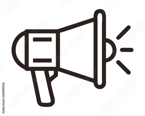 Outline Megaphone Icon – Loudspeaker Line Art Symbol for Announcement and Marketing