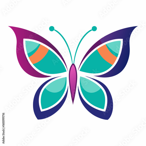 circle modern art flying butterfly logo design template illustration inspiration