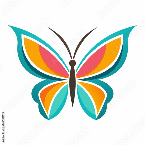 circle modern art flying butterfly logo design template illustration inspiration