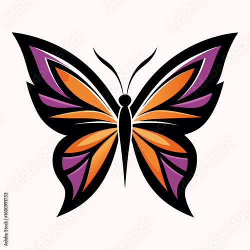 circle modern art flying butterfly logo design template illustration inspiration