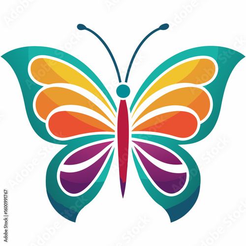 circle modern art flying butterfly logo design template illustration inspiration