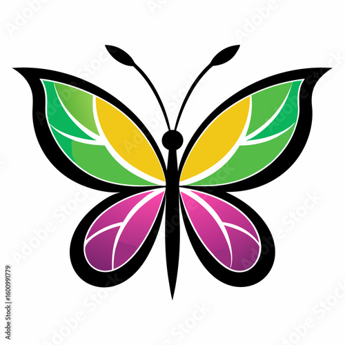 circle modern art flying butterfly logo design template illustration inspiration