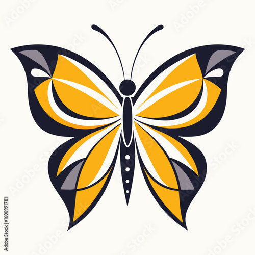circle modern art flying butterfly logo design template illustration inspiration